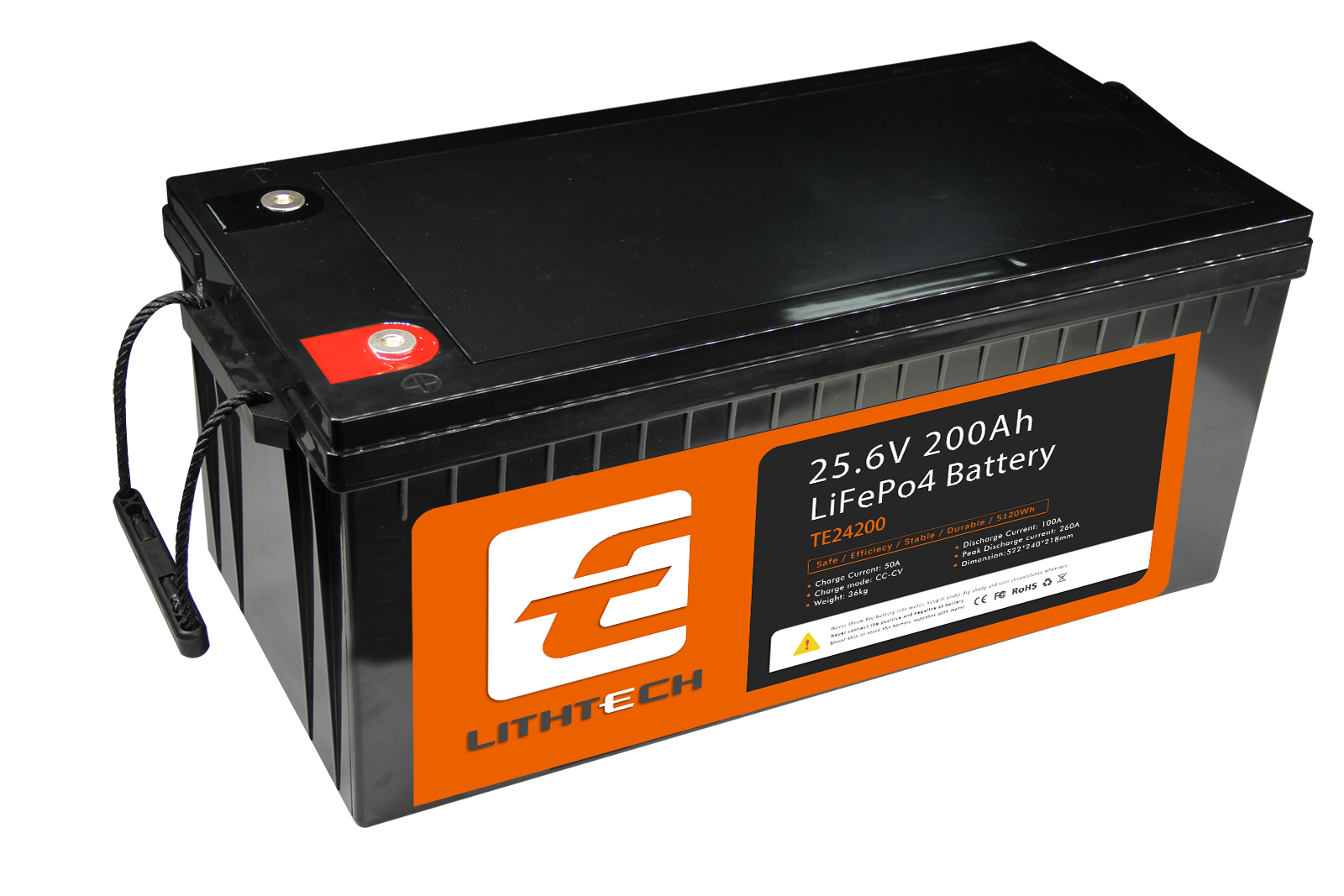 Lithtech TE24200 LiFePO4 Lithiumbatterie 24 V 200 Ah für netzunabhängige Speicherung von Solarwindenergie