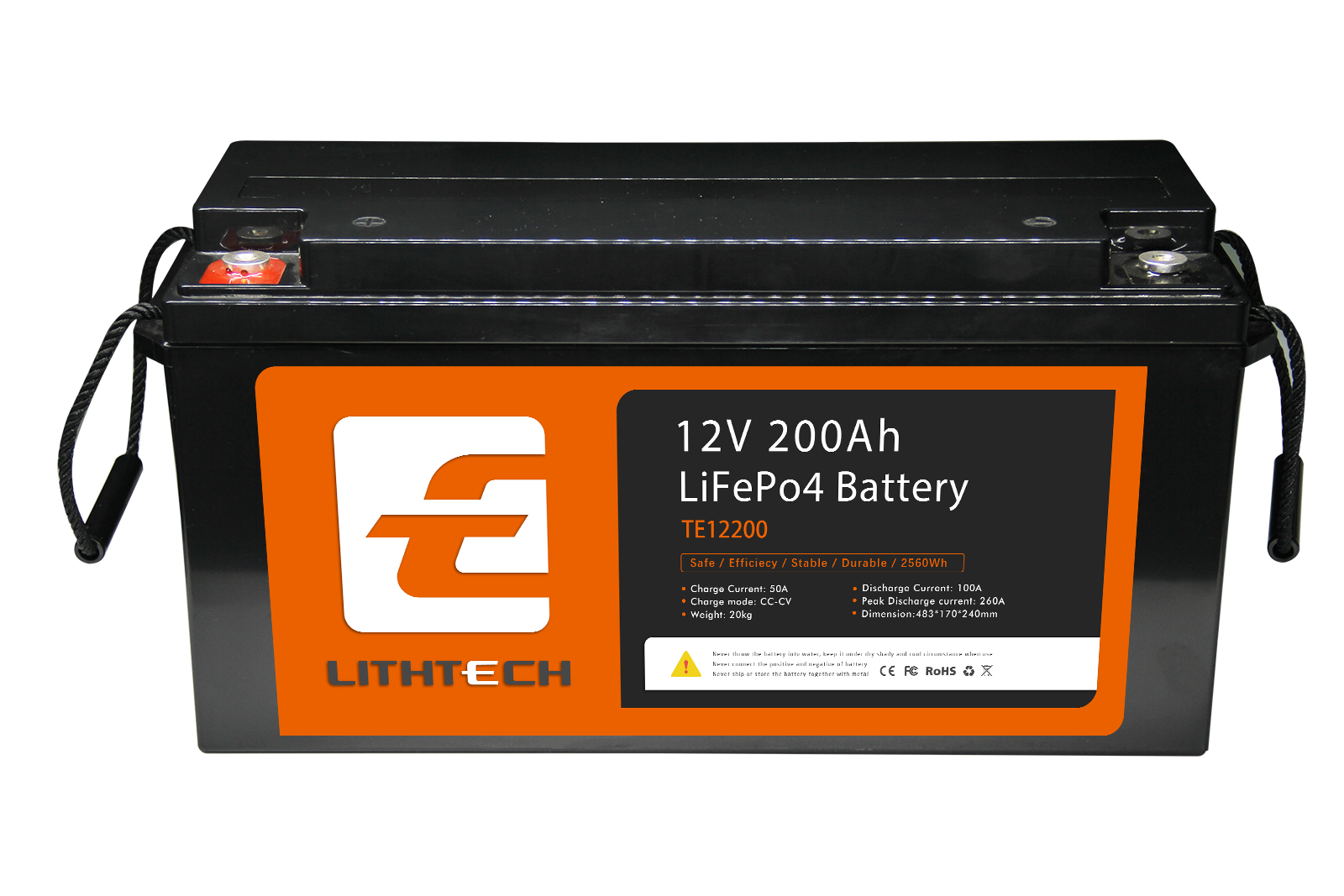 5 Jahre Garantie Lithtech TE12200 12 V 100 Ah 5000+ Zyklen 100 Ah 12 V Lifepo4 Lithium-Batterie